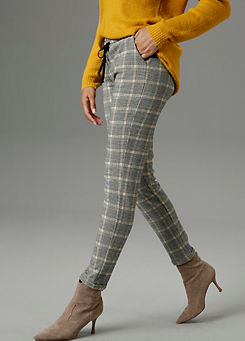 Check Slip-On Trousers by Aniston