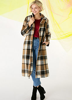 Checked Longline Tailored Coat by Izabel London