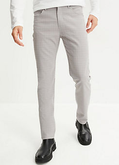Checked Slim Fit Straight Stretch Trousers by bonprix