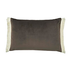 Chocolate Orange Fringe Opulence 40 x 60cm Feather Filled Cushion by Graham & Brown