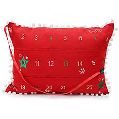 Christmas Embroidered Advent Calendar Filled Cushion by Peggy Wilkins