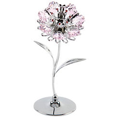 Chrome Plated Sunflower with Pink Crystals by Crystocraft