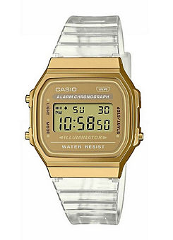 Classic A168 Series Gold Women’s Transparent Watch by Casio