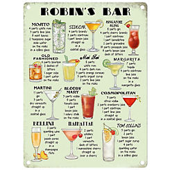 Classic Cocktails- Personalised Metal Sign for the Home by The Original Metal Sign Company