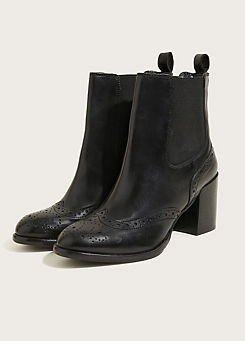 Classic Leather Heeled Brogue Boots by Monsoon