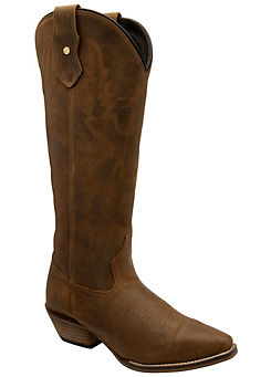 Cognac Dolly Leather Cowboy Boots by Ravel