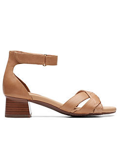 Collection Desirae Lily Light Tan Leather Block Heel Sandals by Clarks
