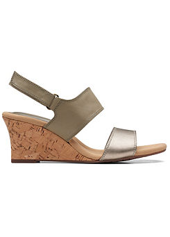 Collection Kyarra Faye Olive Leather Wedge Sandals by Clarks