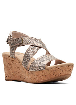 Collection Rose Way Beige Metallic Wedge Sandals by Clarks