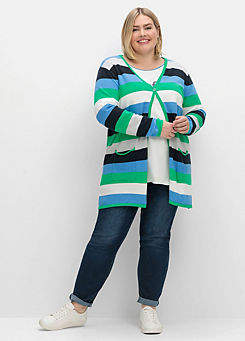 Colour Block Striped Long Cardigan by Sheego