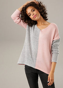 Colourblock Knitted Jumper by Aniston