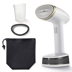 CompactSteam Foldable Garment Steamer with Travel Bag - White & Gold by Breville