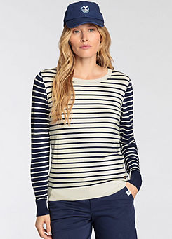 Contrast Sleeve Striped Jumper by DELMAO