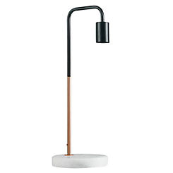 Copper/Black Marble Base 1 Light Metal Desk Lamp by Steepletone