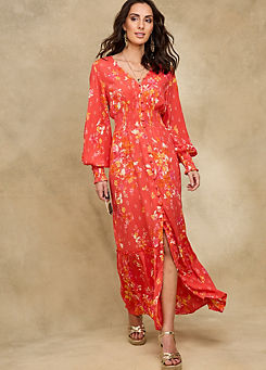 Coral Floral Maxi Dress by Together