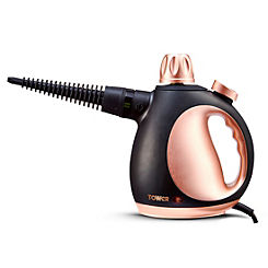 Corded Handheld Steam Cleaner with 9 Accessories T134000BLG - Black and Rose Gold by Tower