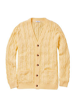 Cotton Cable Knit Button-Through Cardigan by Cotton Traders