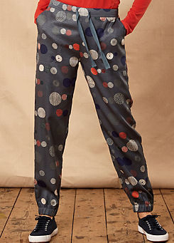 Cotton Orb Print Drawstring Trousers by Nomads