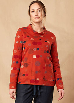 Cotton Orb Print Stand Collar Top by Nomads
