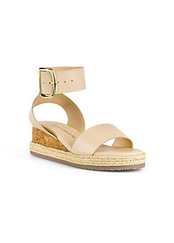 Cream Leather Ankle Strap Wedge Sandals by Kaleidoscope