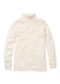Cream Long Sleeve Roll Neck Top by Cotton Traders