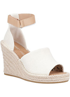 Cream Marisol Natural Oxford/Leather Wedge Sandals by Toms