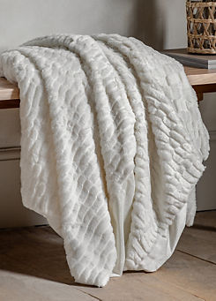Cream Textured Rabbit Faux Fur Throw  by Chic Living