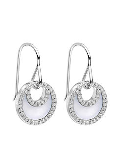Crescent Mother Of Pearl Drop Earrings by Fiorelli