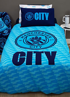 Crest Reversible Duvet Cover Set by Manchester City FC