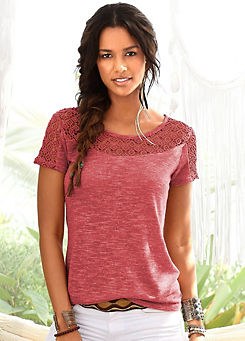 Crocheted Lace T-Shirt by Vivance