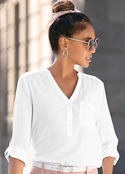 Cropped Sleeve Slip-On Blouse by LASCANA
