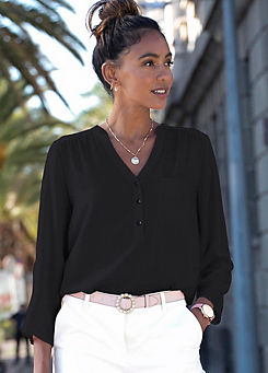Cropped Sleeve Slip-On Blouse by LASCANA
