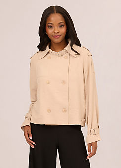 Cropped Textured Woven Airflow Trench Jacket by Adrianna Papell