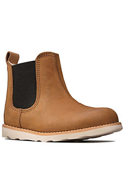 Crown Halo Toddler Tan Leather Chelsea Boots by Clarks