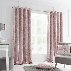 Crushed Velvet Lined Eyelet Curtains by Catherine Lansfield