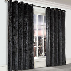 Crushed Velvet Pair of Lined Eyelet Curtains by Alan Symonds