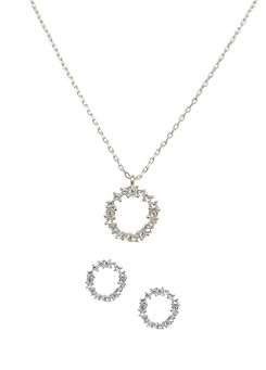 Crystal Cluster Earrings & Necklace Set by Last True Angel