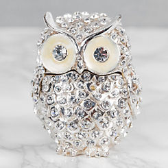 Crystal Encrusted Owl Trinket Box by Treasured Trinkets