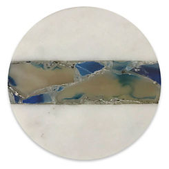 Culinary Concepts White Marble & Blue Agate Set of 4 Coasters by Culinary Concepts