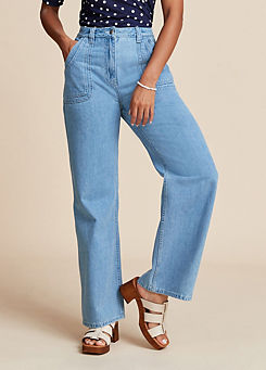 Curved Pocket Detail Wide Leg Jeans by Freemans