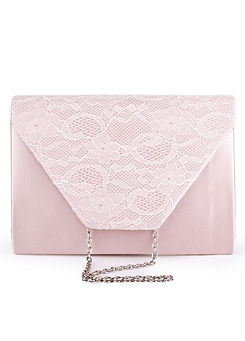 Dameka Blush Lace Clutch Bag by Paradox London