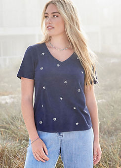 Dani Star and Shell Print T-Shirt by Freestyle