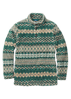 Dark Emerald Soft Button-Neck Fleece by Cotton Traders