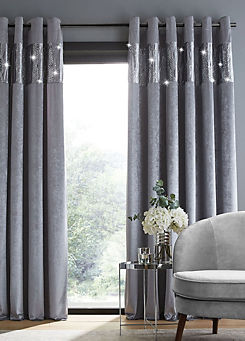 Deco Velvet Sequin Eyelet Curtains by Catherine Lansfield