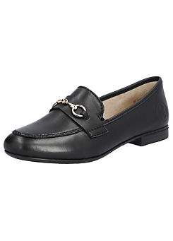 Decorative Buckle Leather Loafers by Rieker