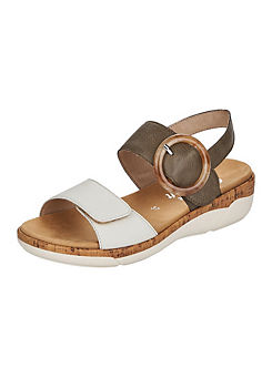 Decorative Buckle Leather Sandals by Remonte