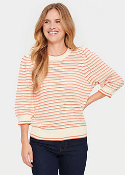 Delice Striped Three-Quarter Sleeve Pullover by Saint Tropez