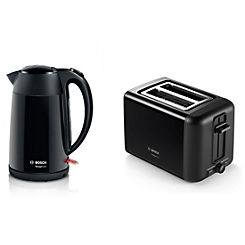 DesignLine Kettle & 2 Slice Toaster Set - Black by Bosch