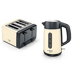 DesignLine Plus Kettle & 4 Slice Toaster Set - Cream by Bosch