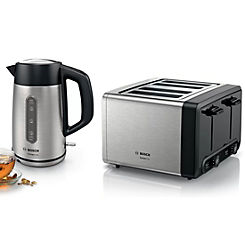 DesignLine Plus Kettle & 4 Slice Toaster Set - Steel by Bosch